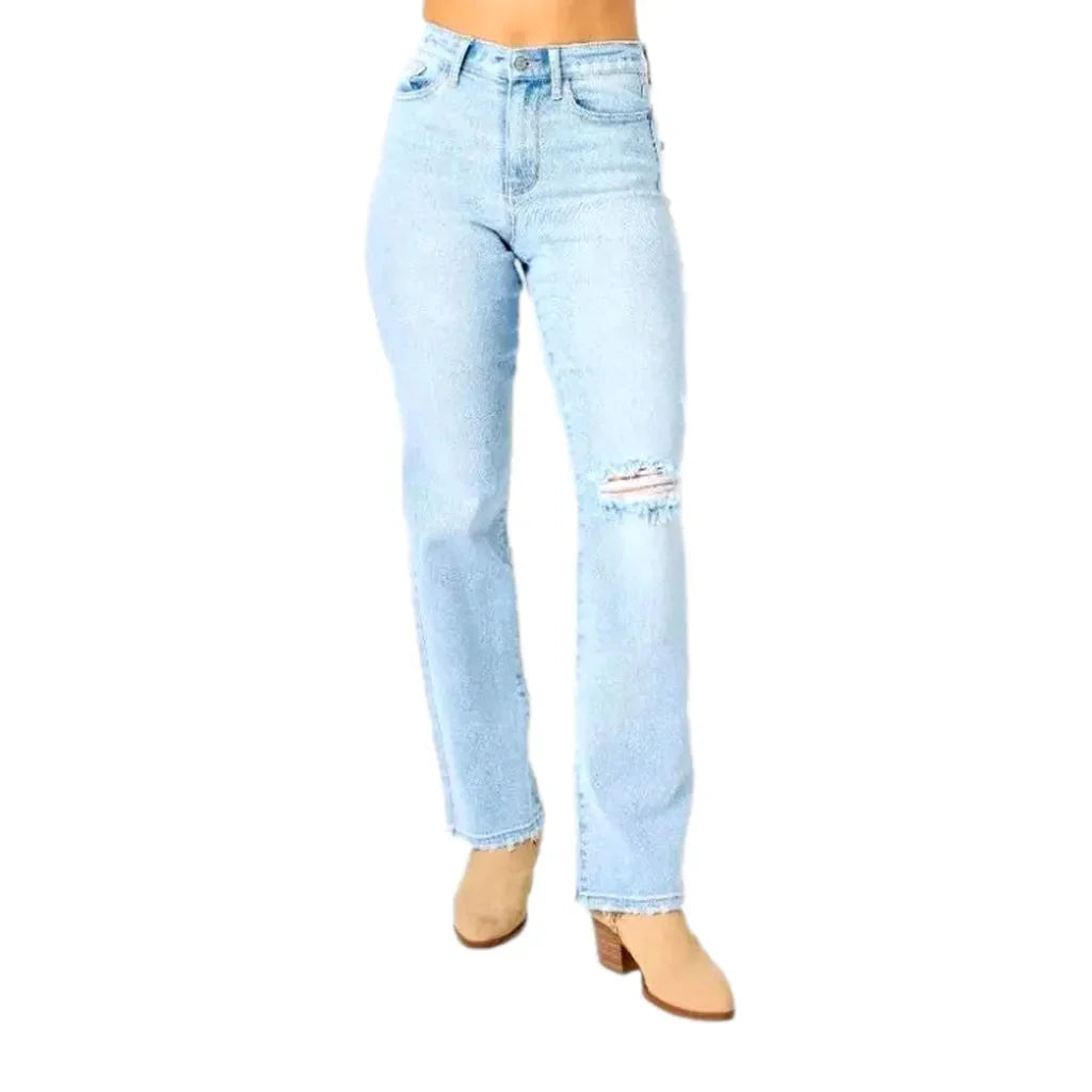 Straight distressed jeans
 for ladies