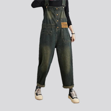 Street style retro fit women's denim dungaree